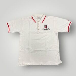 Dale Earnhardt Polo mens Large Shirt White Red NASCAR Racing Embroidered Vintage